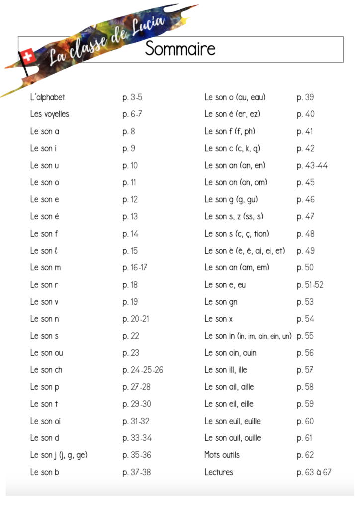 Français – Dossier – apprentissage de la lecture – La Classe de Lucia