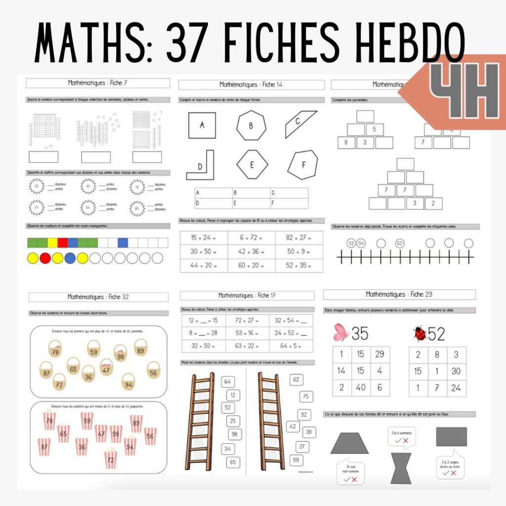Maths - 4H - 37 fiches hebdo