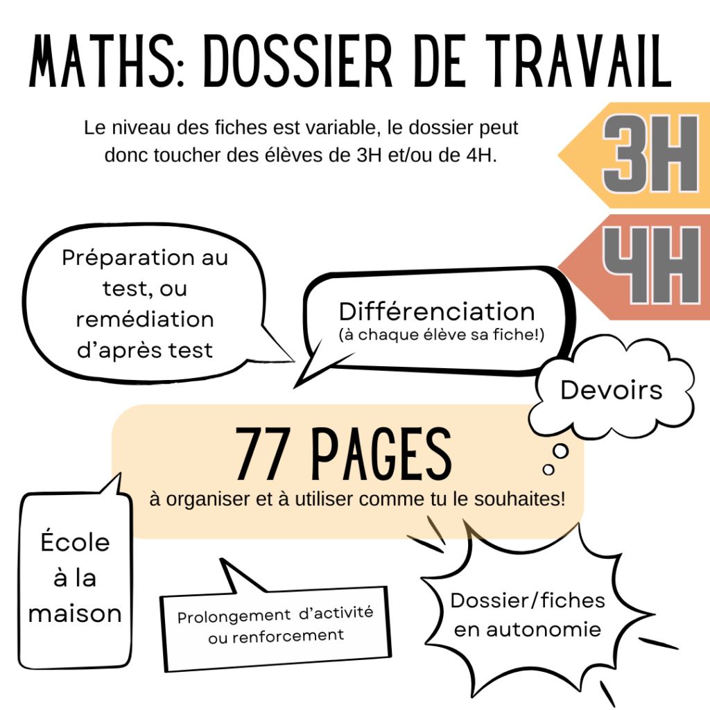 Maths - CP-CE1 / 3H-4H - Dossier de travail